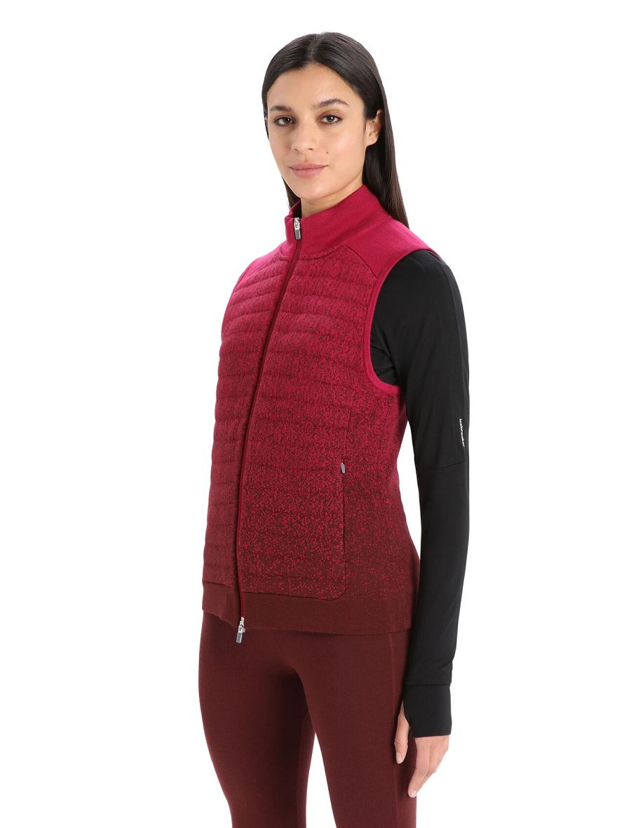 Cherry / Espresso Women\'s Icebreaker ZoneKnit™ Merino Insulated Vest Into the Deep Jackets | USA 1657VRWD